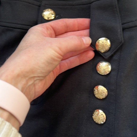 Lauren Ralph Lauren Size 00 Stretch Jersey Wide Leg Black Pants Gold Buttons - Picture 4 of 5